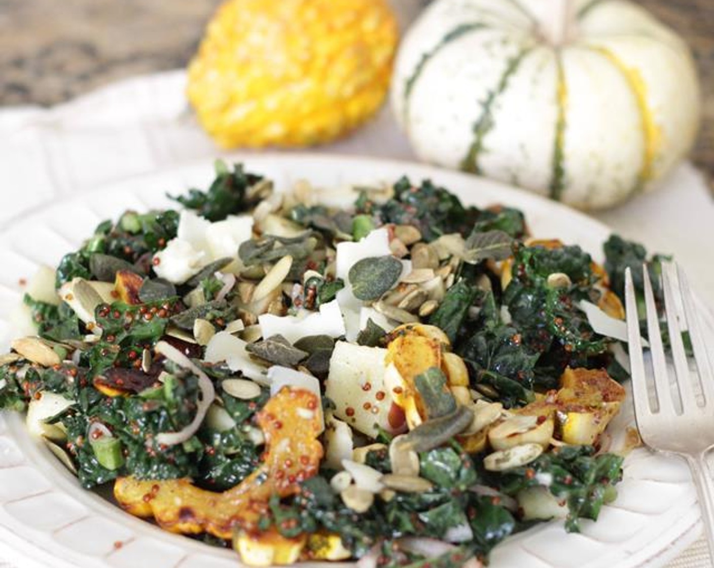 Autumn Kale Salad + Maple Sage Vinaigrette