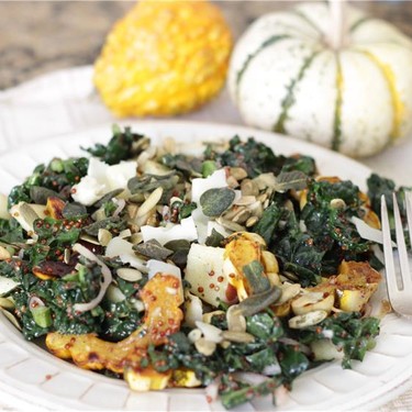 Autumn Kale Salad + Maple Sage Vinaigrette Recipe | SideChef