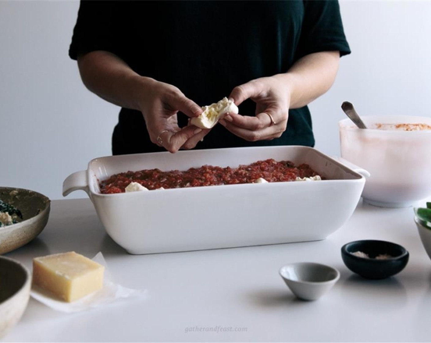 step 9 Place Mozzarella Cheese (2 2/3 cups) slices and some basil leaves (to taste) on top,