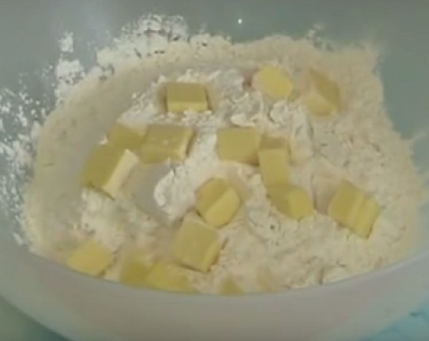 step 2 Put Self-Rising Flour (2 1/4 cups) and Butter (1/4 cup) in one bowl.