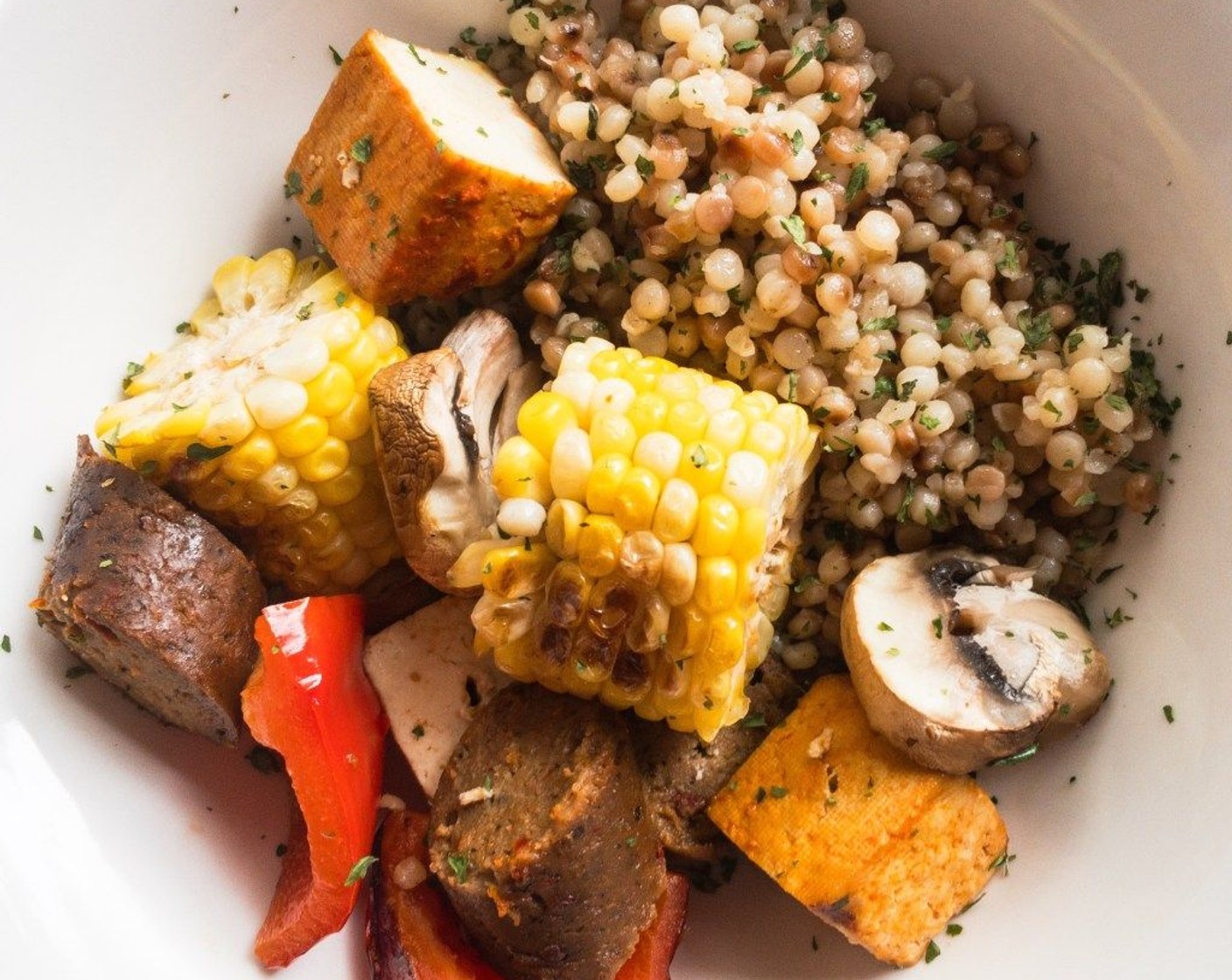 step 5 Add 1/2 cup cooked couscous to a bowl, pull cooked food off of skewer onto couscous. Serve and enjoy!