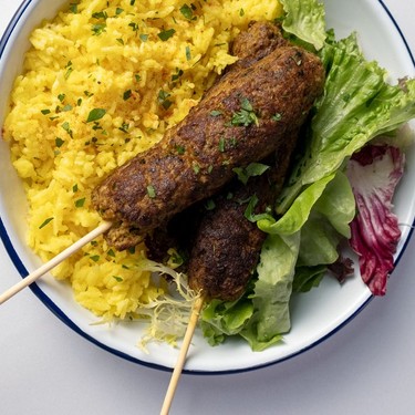 Blended Beef Kebabs with Saffron Rice Recipe | SideChef