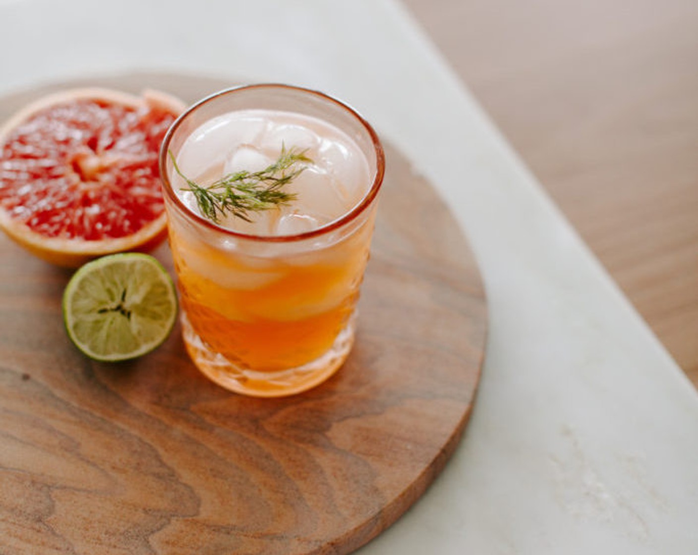 step 3 Pour ice and cocktail in a glass and enjoy! For an extra little something-something, garnish with fresh dill or a sprig of rosemary or thyme.