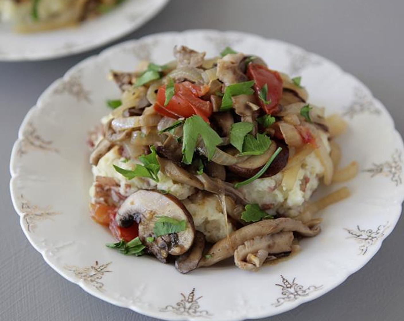 Fricassee of Mushrooms over Rosemary Potatoes