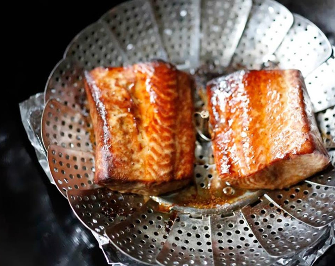 step 14 Once you see smoke, turn heat down to medium for 2 to 3 minutes, then medium-low for 5 minutes. I smoked 2 pieces of salmon a total of 8 minutes… salmon was 1½ inches thick -and was cooked to medium.