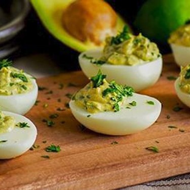 Yogurt and Avocado Deviled Eggs with Spices and Herbs Recipe | SideChef