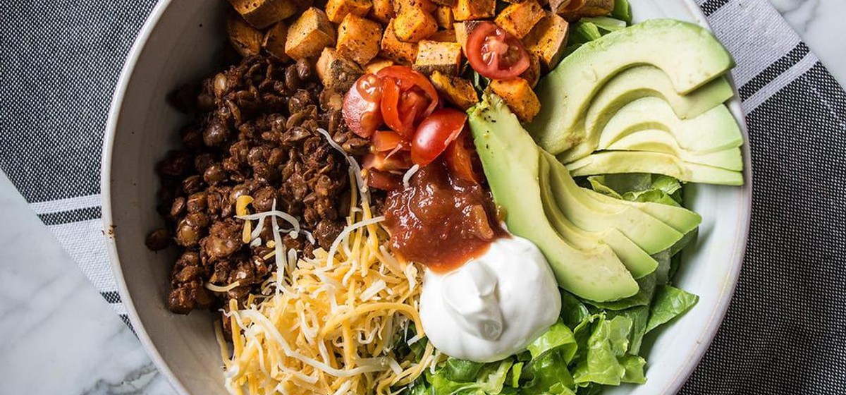 Easy Lentil and Roasted Sweet Potato Taco Bowl Recipe | SideChef
