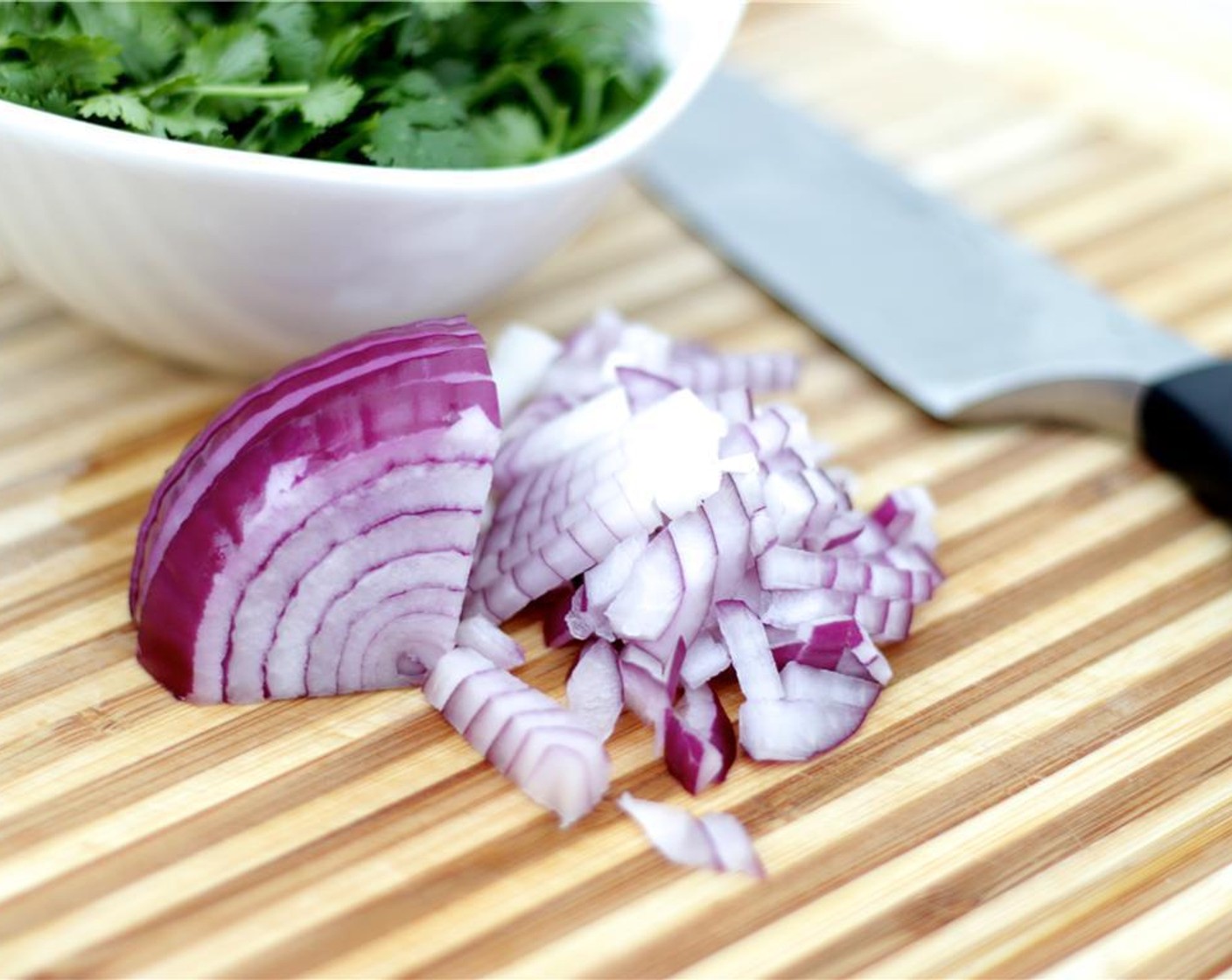 step 1 Dice the Red Onion (1/3 cup) and transfer to a medium mixing bowl.