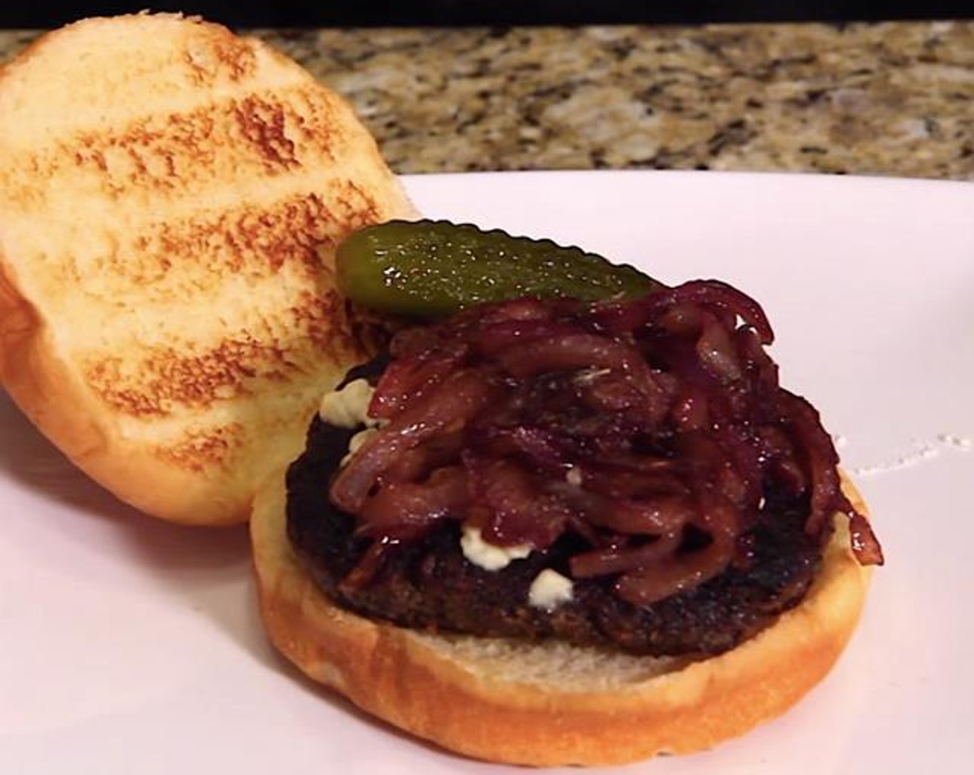 Portobello Burger with Bleu Cheese Crumbles