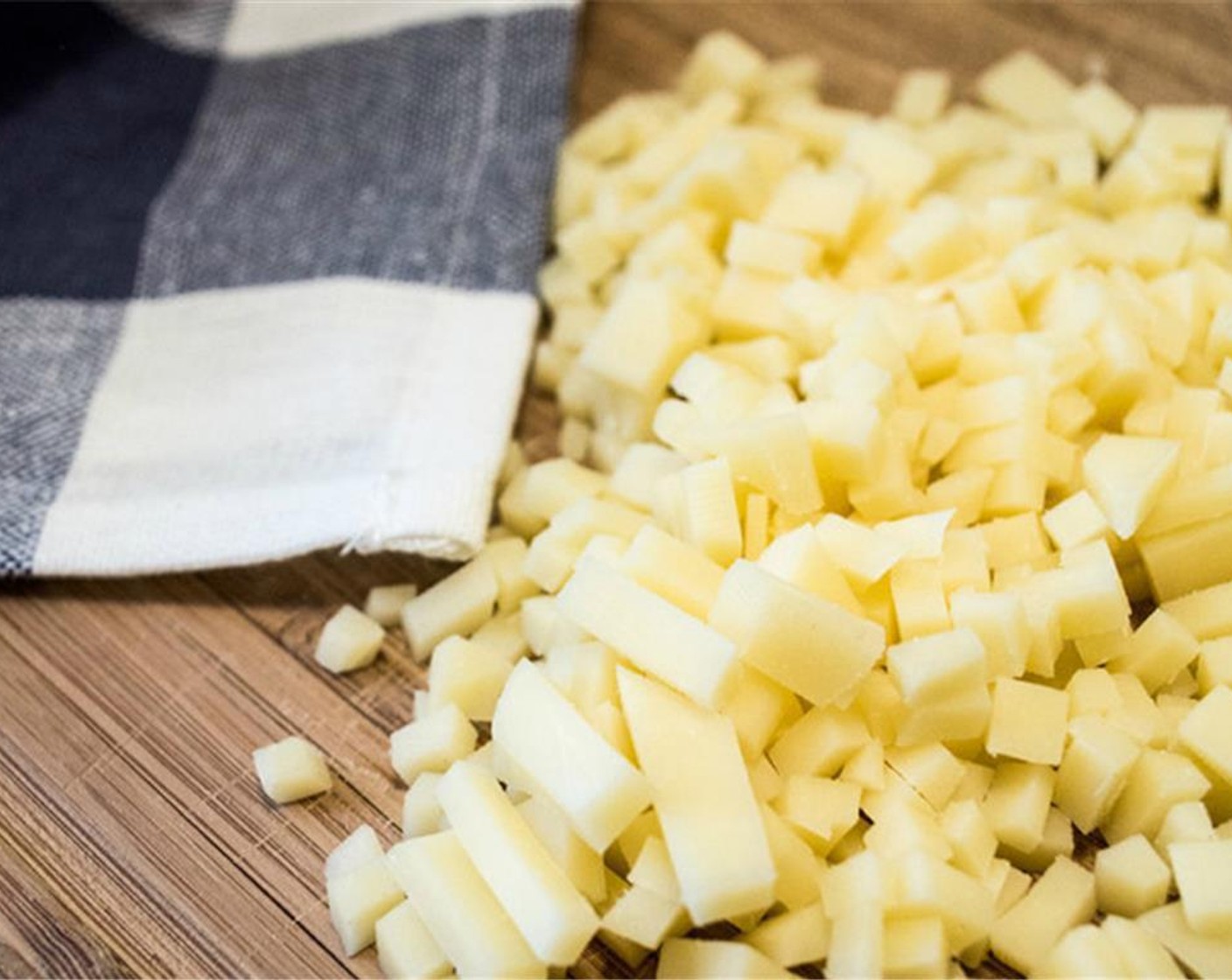 step 4 Chop the Light Aged Cheddar (3 slices) and set aside.