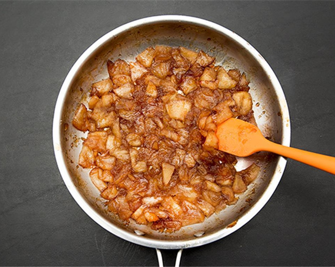 step 5 Combine Apples, Dark Brown Sugar (1/2 cup), Ground Cinnamon (1 tsp), Salt (2 pinches), and 1 1/2 tsp juice from Lemon (1) into a frying pan and cook. Stir until the apples begin to cook and the sugar has dissolved.