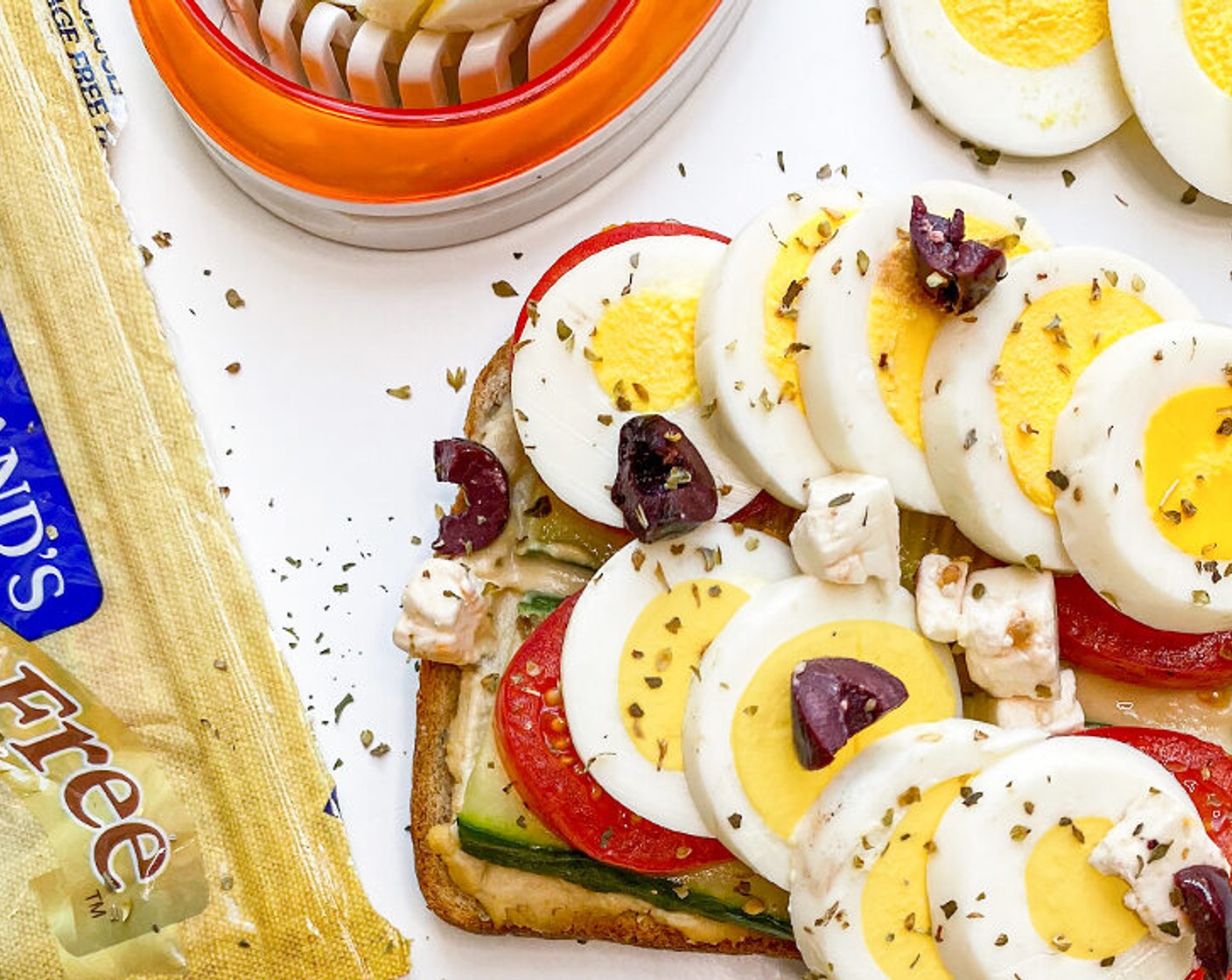 Greek Toast with Hard-Cooked Peeled Eggs