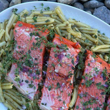 Citrus Thyme Salmon with Pesto Pasta Recipe | SideChef