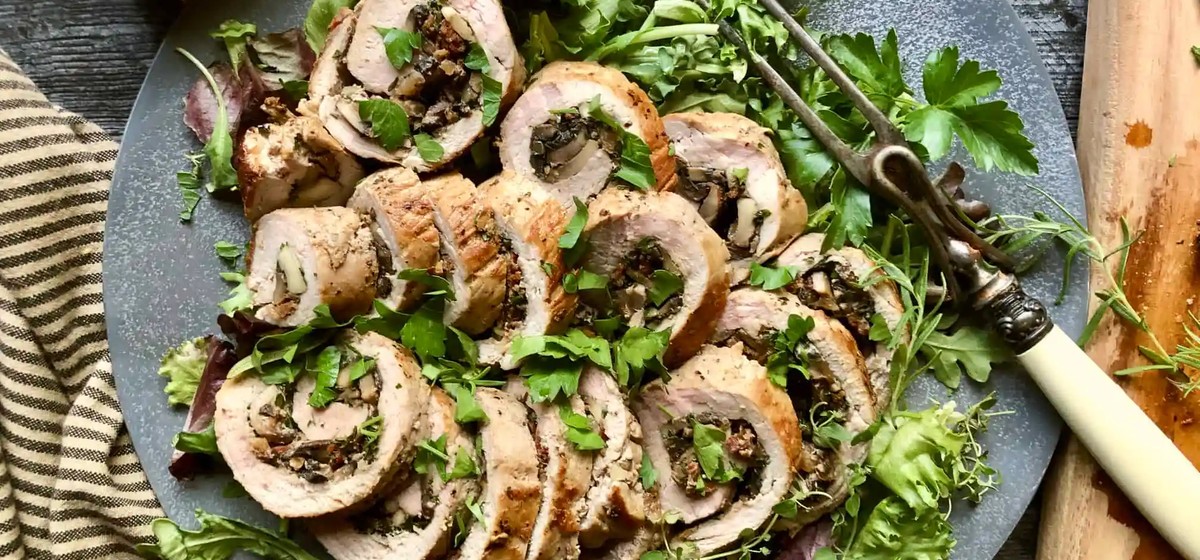 Mushroom and Bacon Stuffed Pork Tenderloin Recipe | SideChef