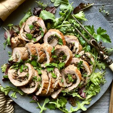 Mushroom and Bacon Stuffed Pork Tenderloin Recipe | SideChef