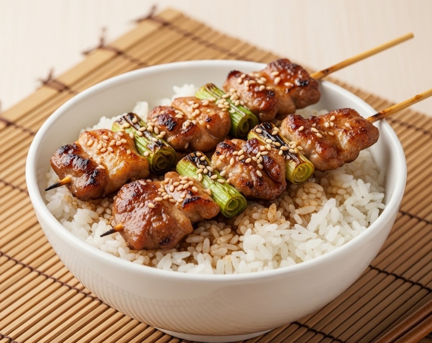 step 7 Arrange three skewers on top of a bowl of freshly cooked rice and serve immediately. Bon Appetite.