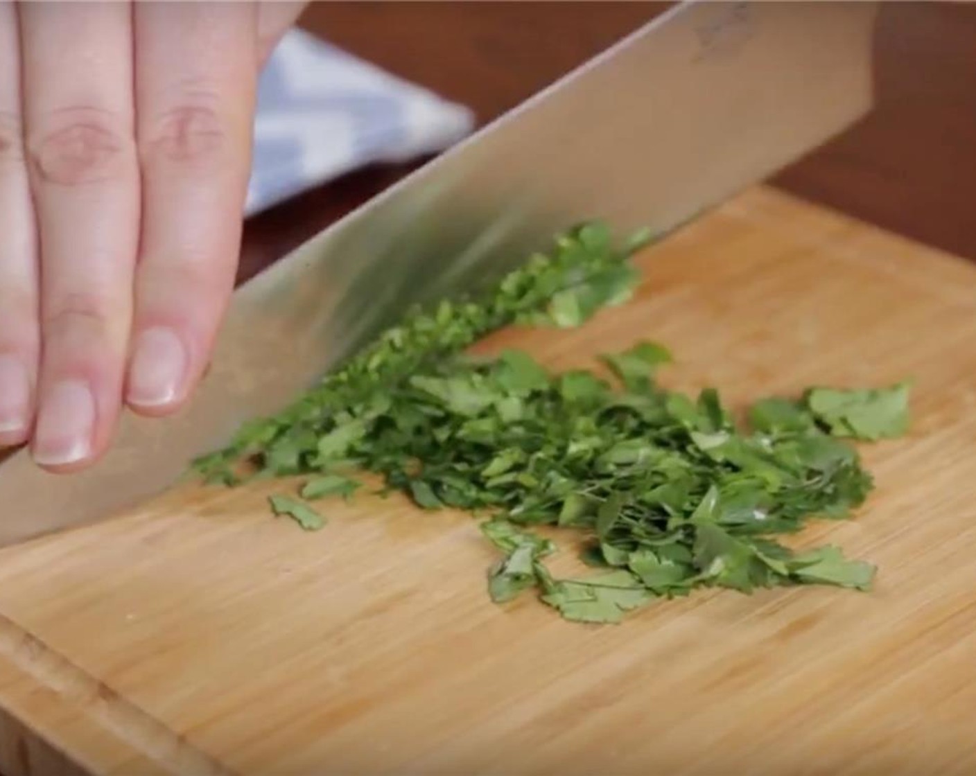 step 3 Roughly chop Fresh Cilantro (1/4 cup).