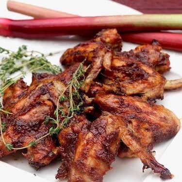 Baked Chicken Wings in Rhubarb Thyme Sauce Recipe | SideChef
