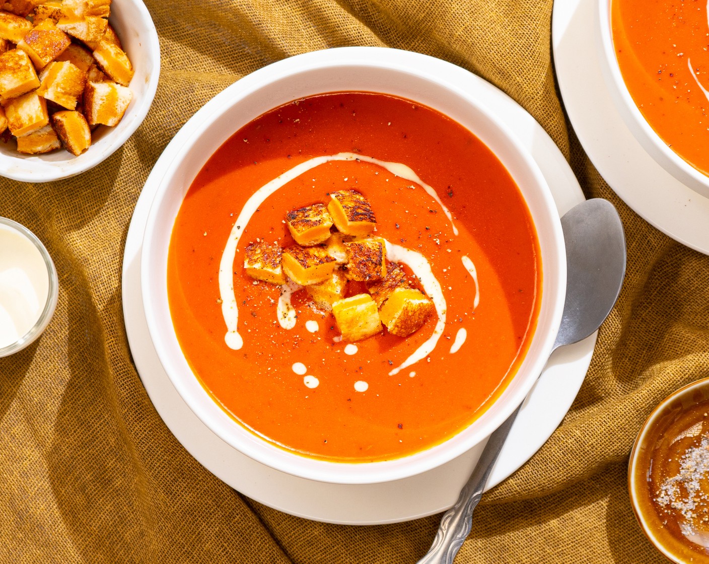 Tomato Soup with Grilled Cheese Croutons