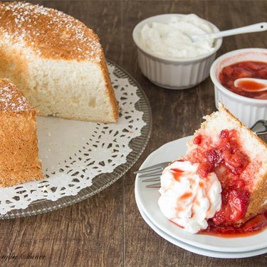 Angel Food Cake with Strawberry Sauce Recipe | SideChef