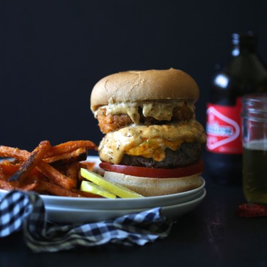 Surf n' Turf Pimento Burger with Cajun Remoulade Recipe | SideChef