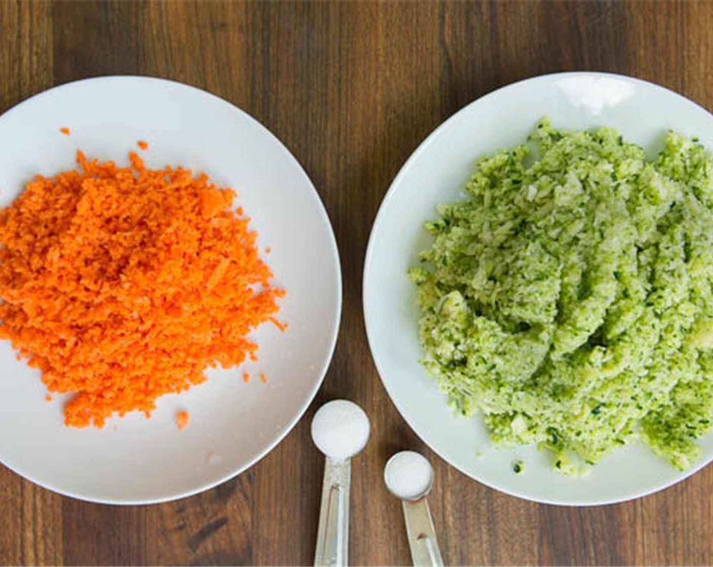 step 1 Grate the Carrots (2) and Squash (2). Dice the Bell Pepper (1), and chop the Fresh Basil (4 Tbsp) and Chinese Chives (2 Tbsp).