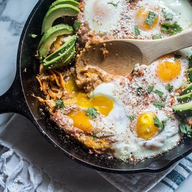 Sweet Potato Refried Bean Egg Skillet Recipe | SideChef