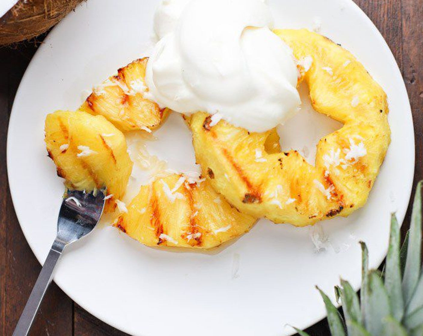 step 8 Top pineapple with the rum-infused whipped topping. Sprinkle with Sweetened Shredded Coconut (1/4 cup).