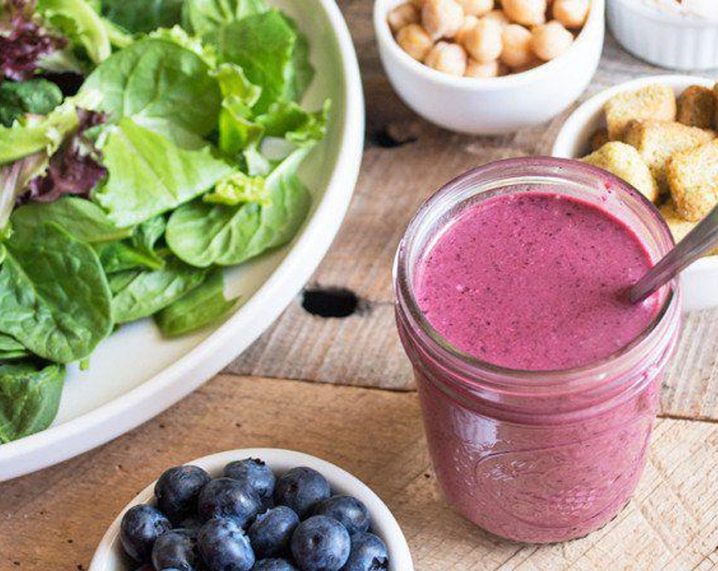 step 1 Add Fresh Blueberry (1/2 cup), Pecan Halves (2 Tbsp), Roasted Walnut Oil (1 Tbsp), Red Apple Balsamic Vinegar (1 Tbsp), Apple Cider Vinegar (1 Tbsp), Maple Syrup (1 Tbsp), Water (1/2 cup), Feta Cheese (3 Tbsp) and Lemon (1) to a NutriBullet, food processor or blender, then blend until smooth, creamy consistency is achieved. Serve and enjoy!