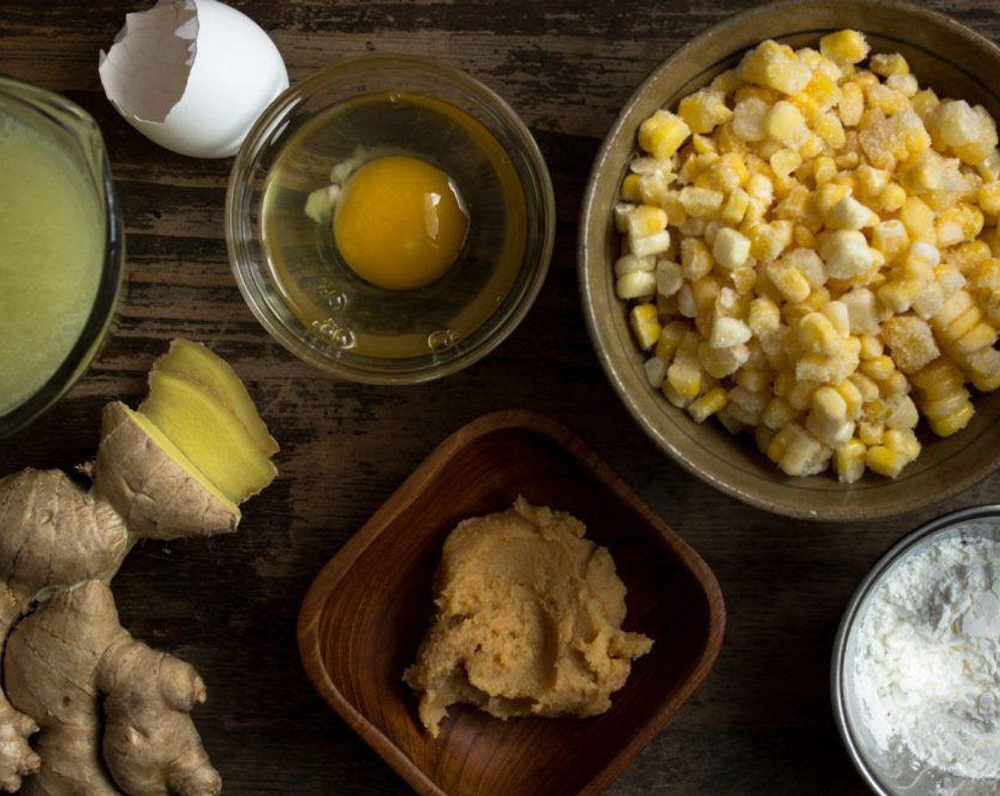 step 1 In a small pot, add the Fresh Ginger (2 slices), Miso Paste (2 1/2 Tbsp), Low-Sodium Chicken Broth (4 cups), Salt (to taste), and Frozen Corn Kernels (2 cups) and set the stove to medium heat and let it simmer for 10-15 minutes.