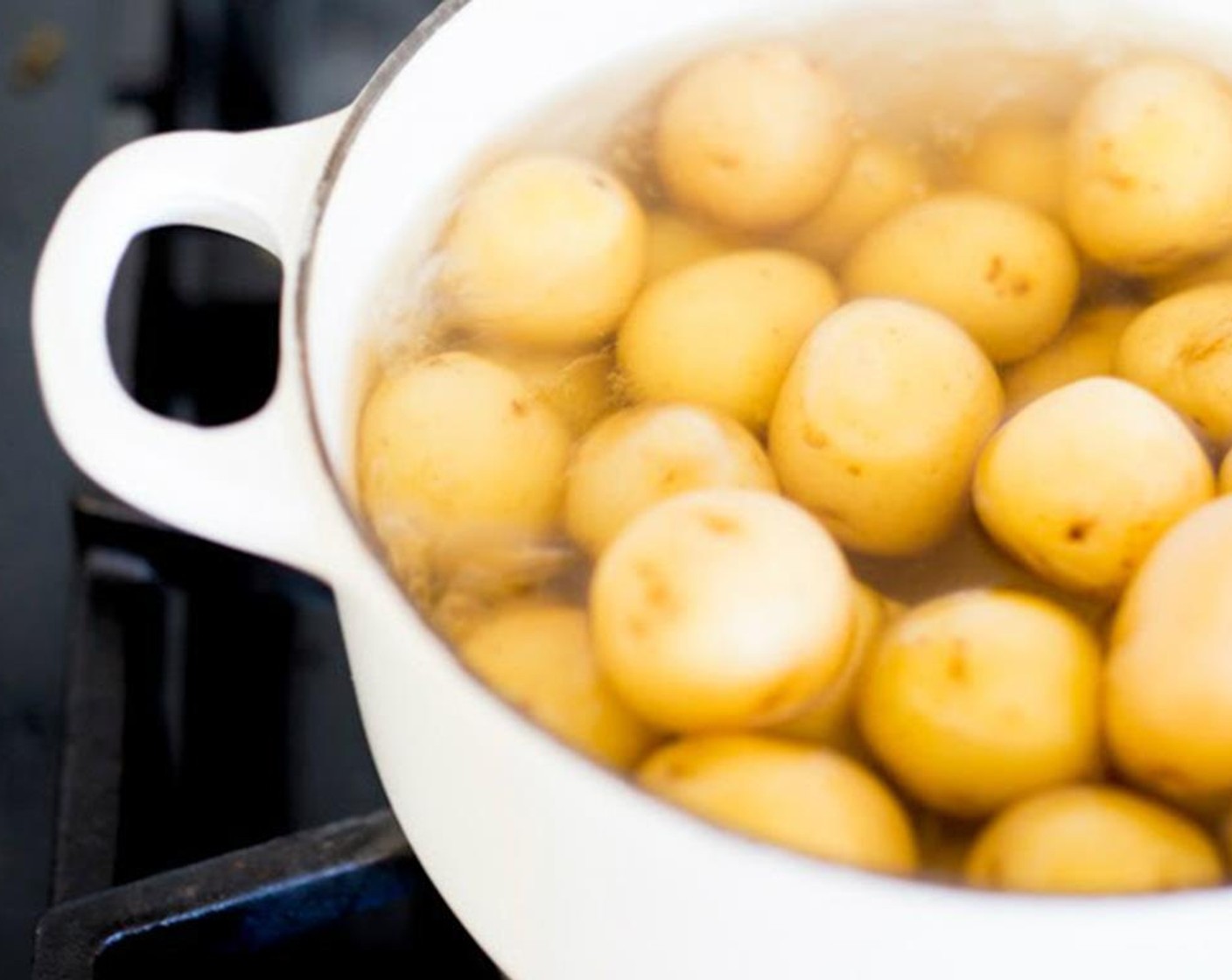 step 2 Blanch Baby Potatoes (1.5 lb) in salted boiling water, until just tender, about 10 to 15 minutes, depending on size.
