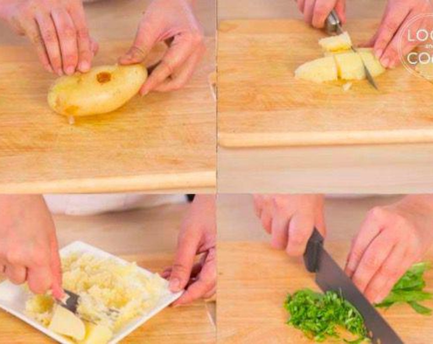 step 3 Peel and mash potatoes and finely chop Fresh Spinach (7 oz)