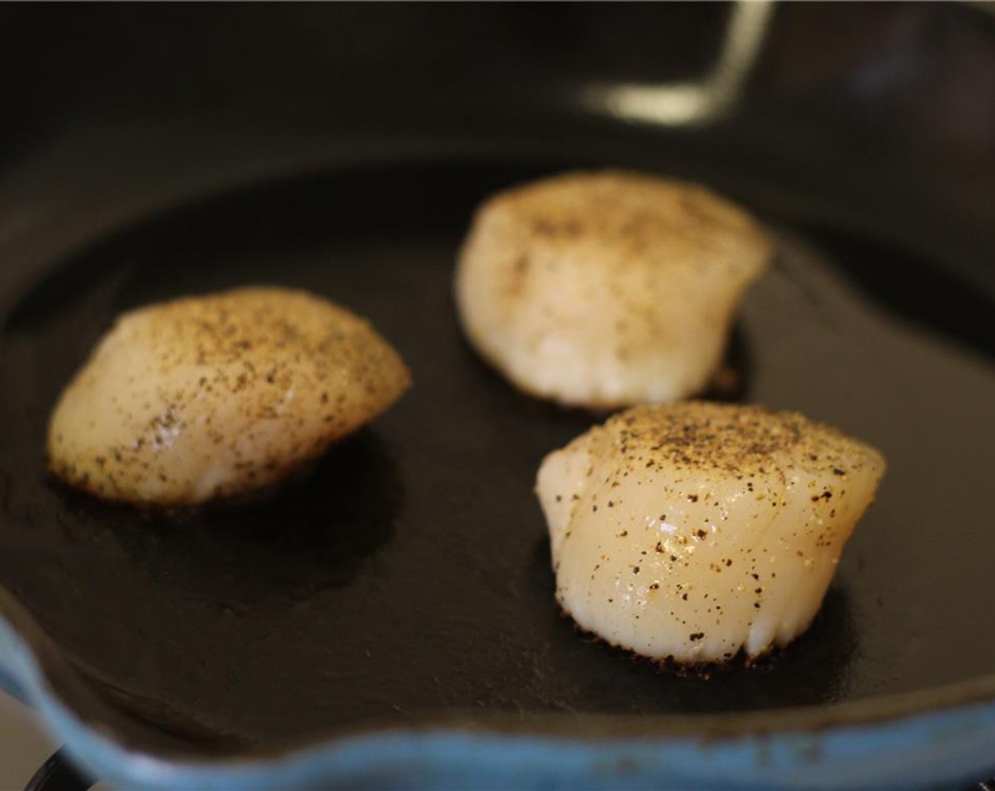 step 16 Cook the scallops for 1-2 minutes per side. Don’t disturb them as they cook! This will ensure they develop a nice crust on each side