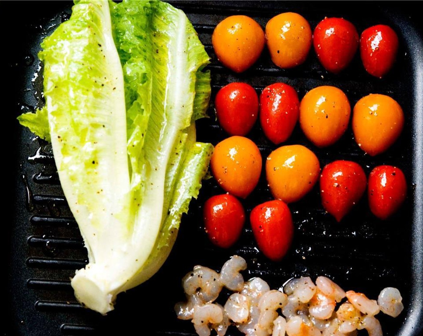 step 8 Place all the vegetables and shrimp on a hot grill pan and cook for a few minutes.