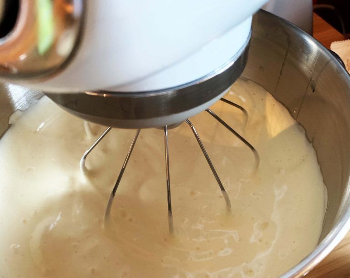 step 2 Start off by beating Organic Eggs (5) and Coconut Sugar (2/3 cup) with a whisk for about 10 minutes, or until pale and very foaming.