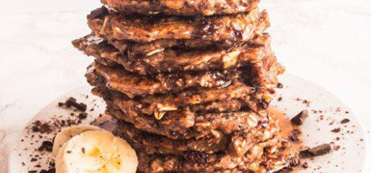 Dark Chocolate Banana Oat Pancakes &amp; Coconut Whip Recipe | SideChef