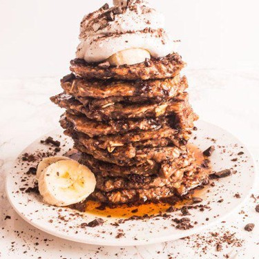 Dark Chocolate Banana Oat Pancakes & Coconut Whip Recipe | SideChef