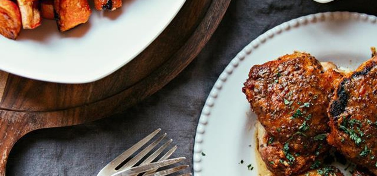 Hot Honey Mustard Chicken + Crispy Sweet Potatoes Recipe | SideChef