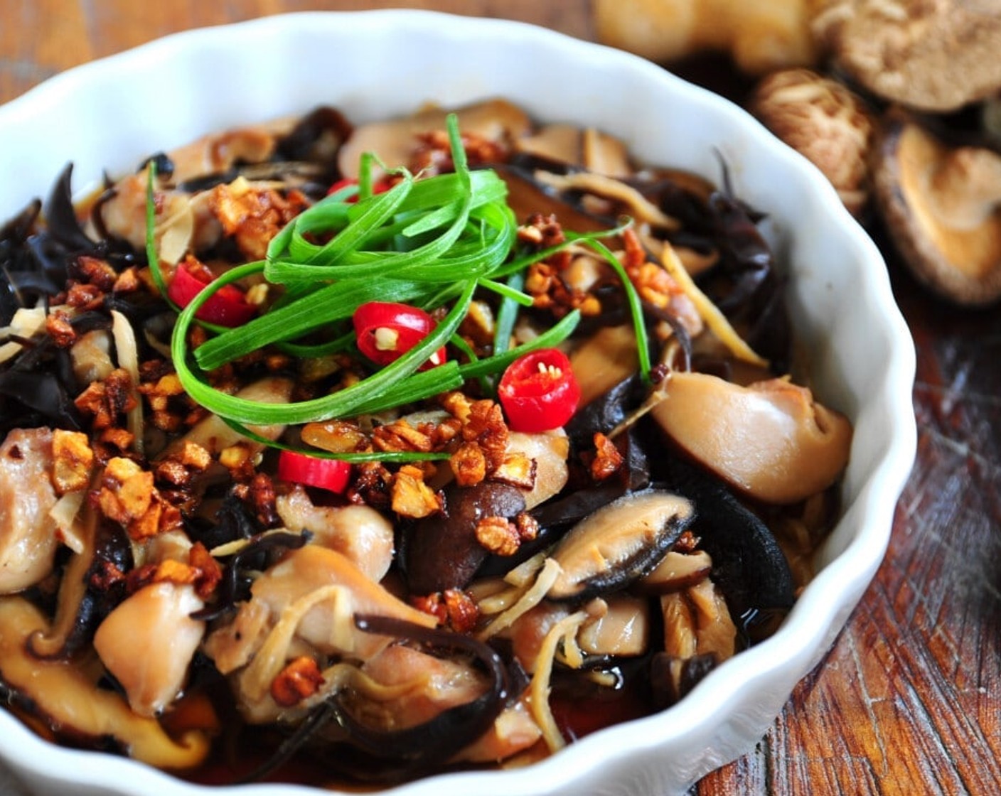 Chinese Steamed Chicken with Dried Shiitake Mushroom