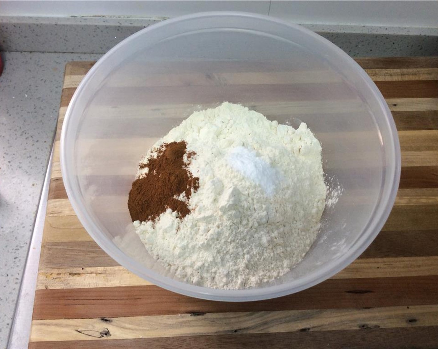 step 6 In another bowl, combine All-Purpose Flour (2 cups), Baking Soda (1 tsp), Salt (1 tsp) and Ground Cinnamon (1/2 Tbsp).