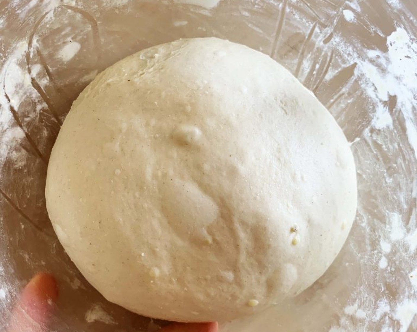 step 3 Flip the dough onto a wet surface (just spray some water) and with wet hands do 3 rounds of slap and fold (each time just do 3 folds, no more), allowing the dough to rest for 20 minutes between each round.