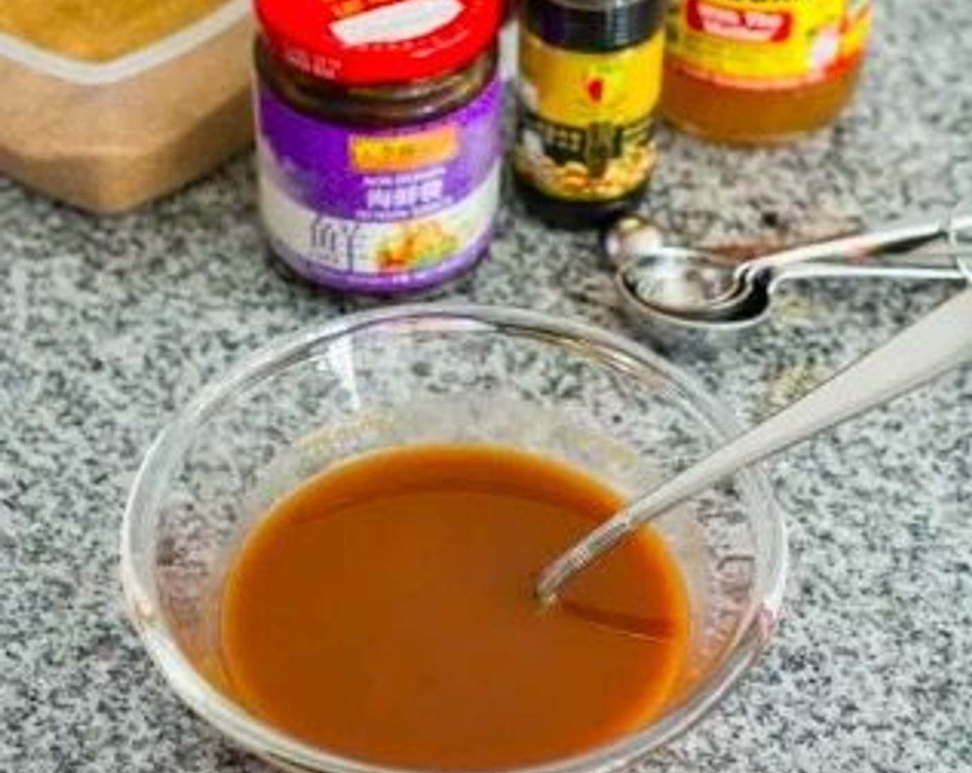 step 3 Prepare the sauce by combining Water (1/2 cup), Ketchup (3 Tbsp), Apple Cider Vinegar (1 1/2 Tbsp), Hoisin Sauce (1 Tbsp), Soy Sauce (1 Tbsp), Brown Sugar (1 Tbsp), and Corn Starch (1/2 Tbsp). Stir well.