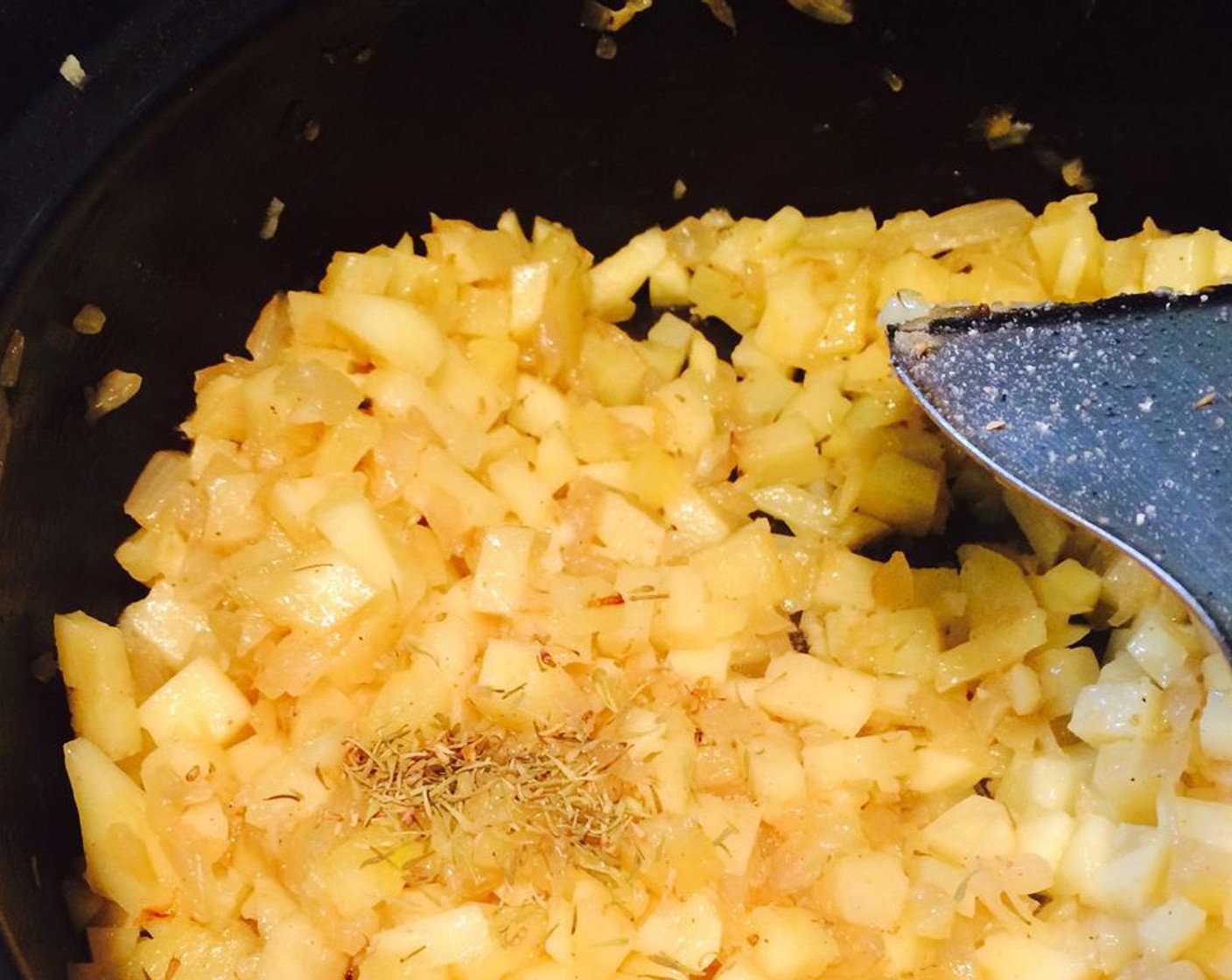 step 8 Add in the cubed potatoes and saute for another 4 minutes. Add the reserved clam liquid, Chicken Bouillon Cube (1), Dried Thyme (1/2 tsp), and Ground White Pepper (1/4 tsp).