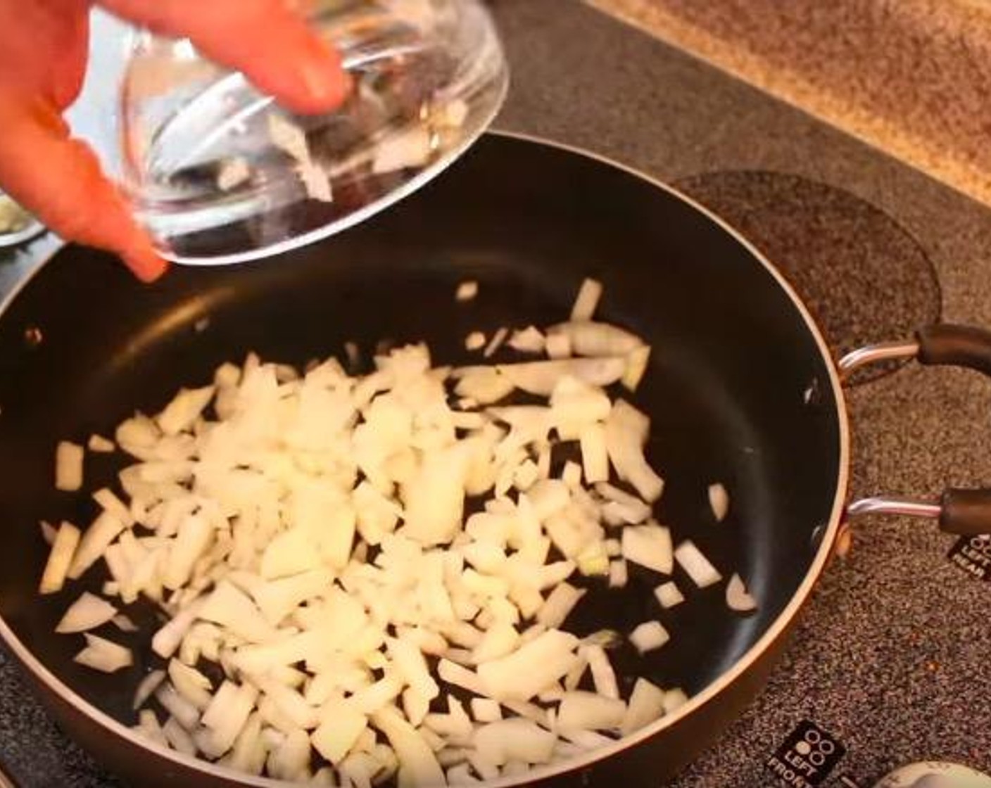 step 3 Add Onion (1) to pan and sauté for 2-3 minutes.