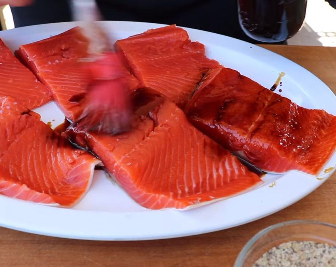 step 5 Brush each piece of salmon with Molasses Glaze and rest for at least 30 minutes in the refrigerator.