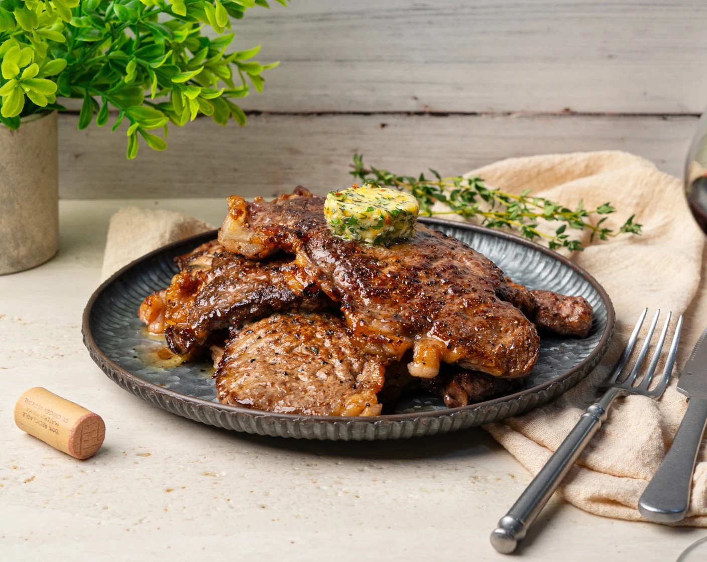 Minute Steak Stacks with Blue Cheese Butter