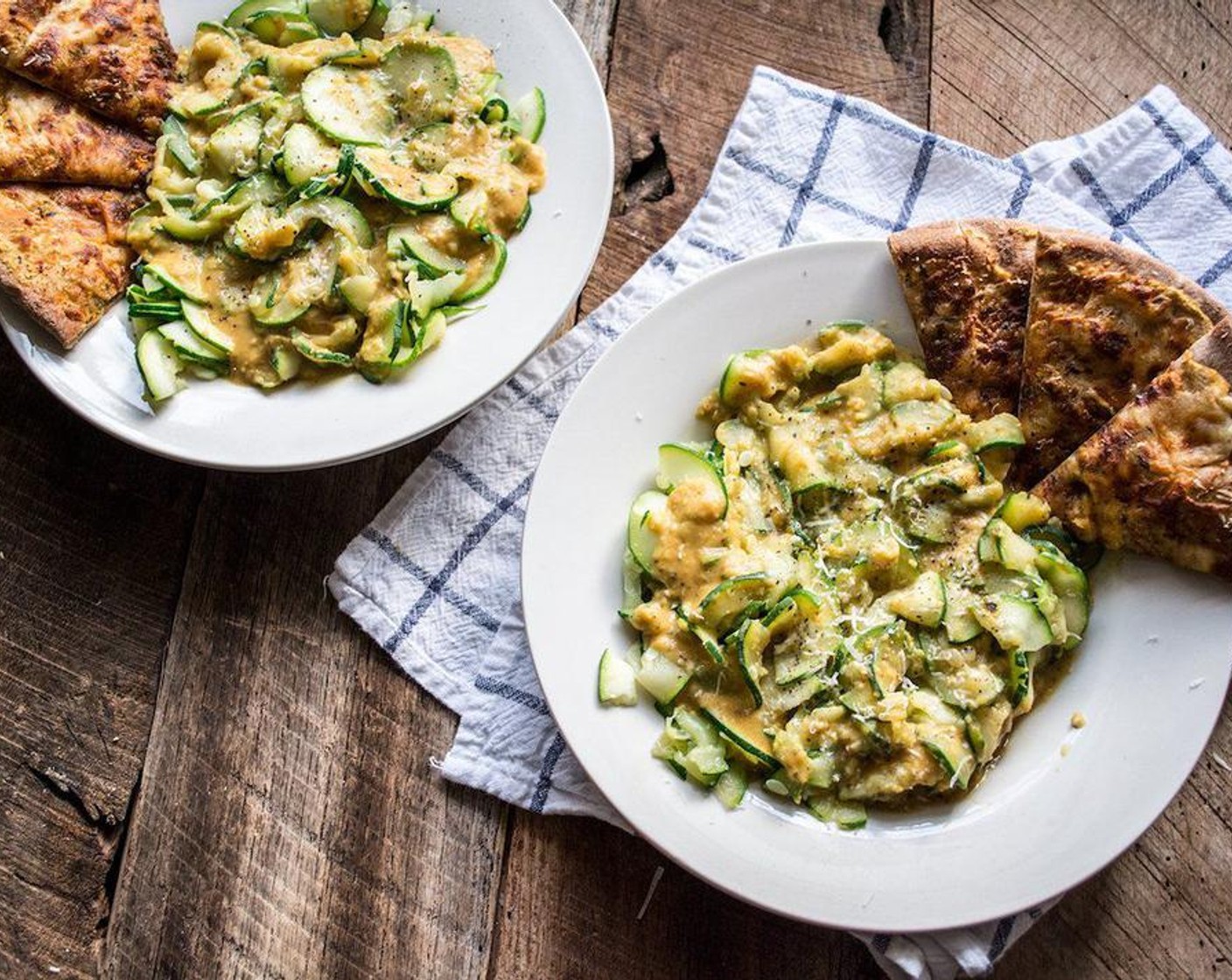 White Bean Creamy Alfredo with Zucchini Pasta