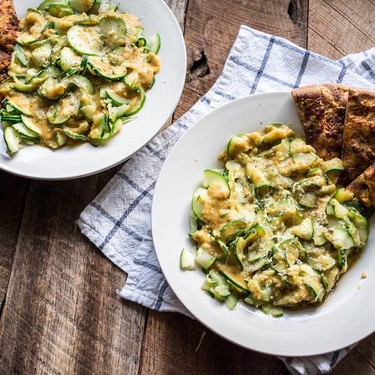 White Bean Creamy Alfredo with Zucchini Pasta Recipe | SideChef