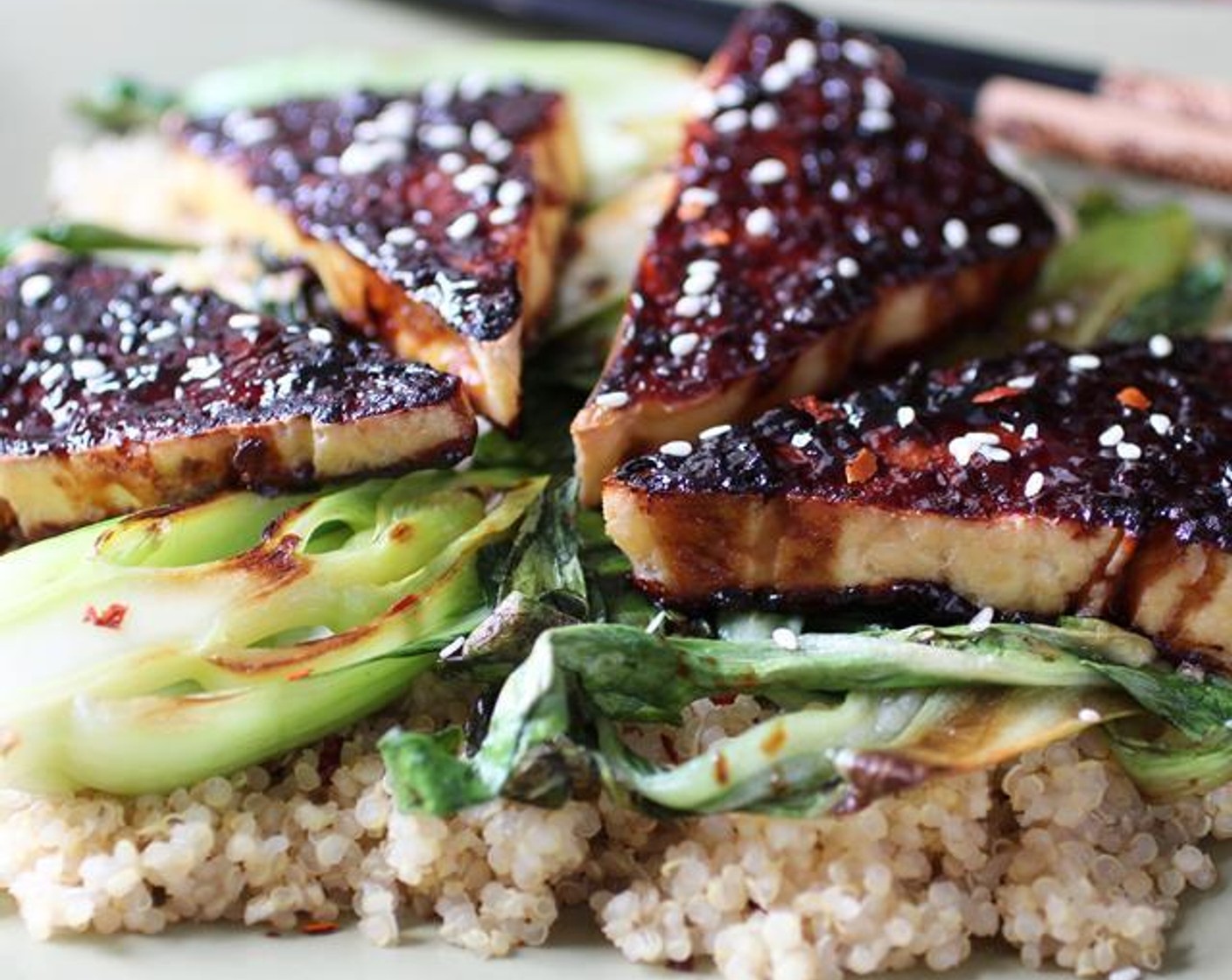 Teriyaki Glazed Tofu with Sesame Seared Bok Choy