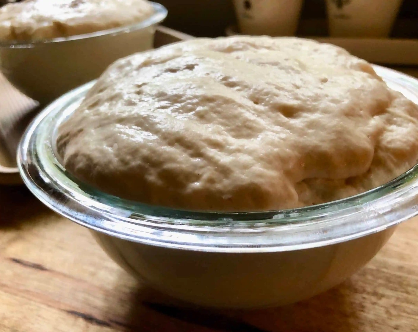 step 8 Let the dough rise for about 20-30 minutes on the countertop near the oven (or near a warm spot) or until the top of the dough just crowns the rims of the bowls.